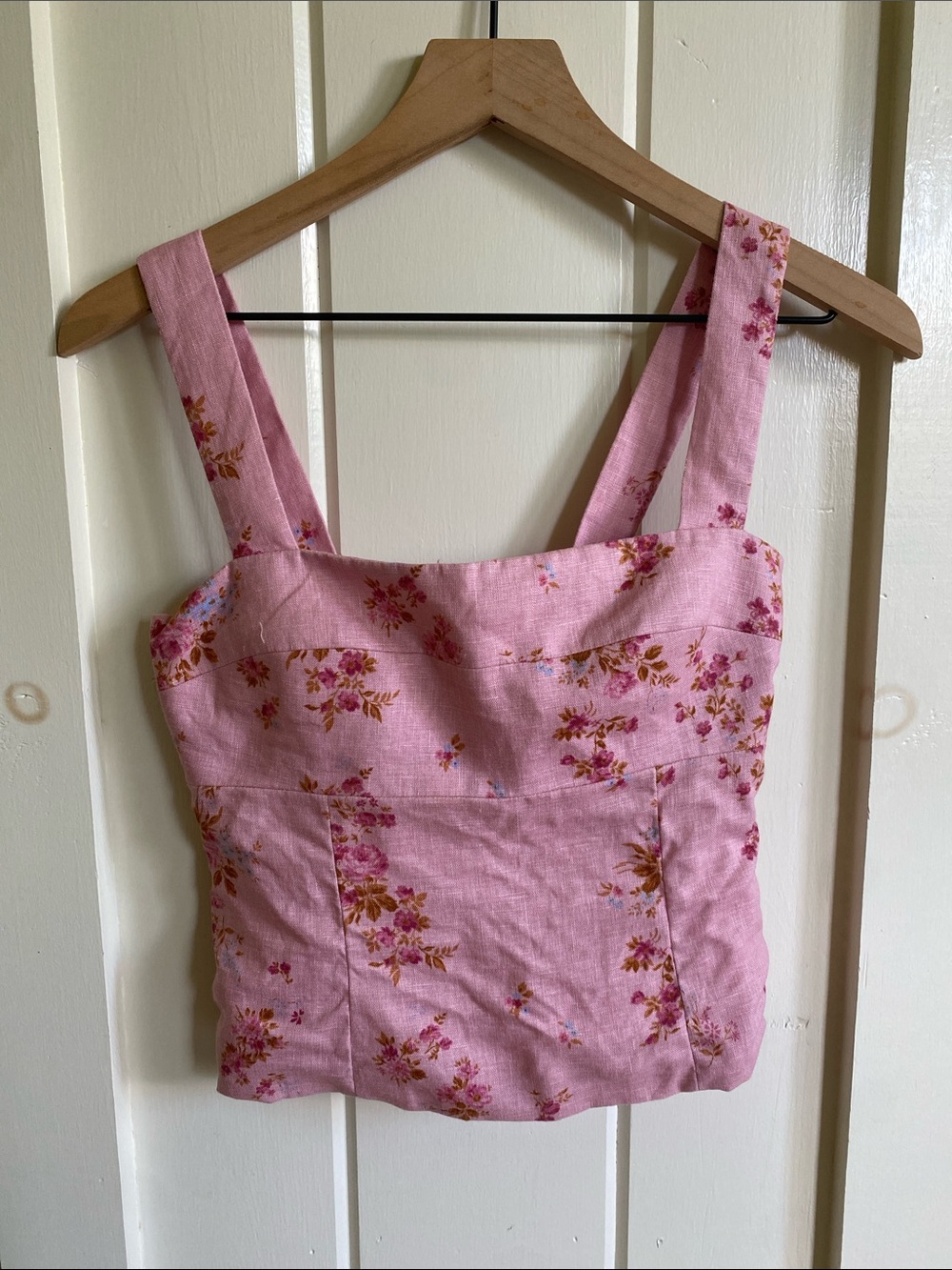Reformation Floral Square-Neck Crop Top
